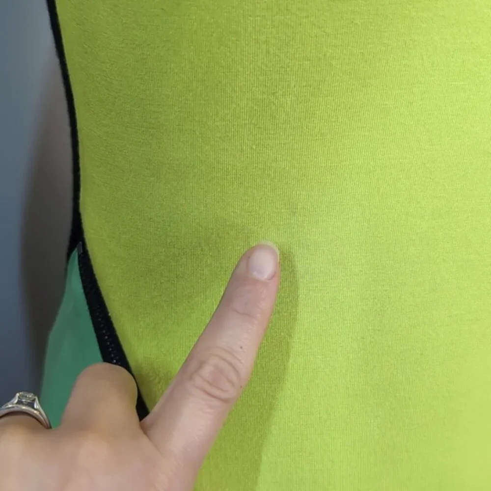 💠Bebe Addiction Colour Block Maxi Dress Women' Size Small Neon Green Sleeveless - Picture 5 of 15